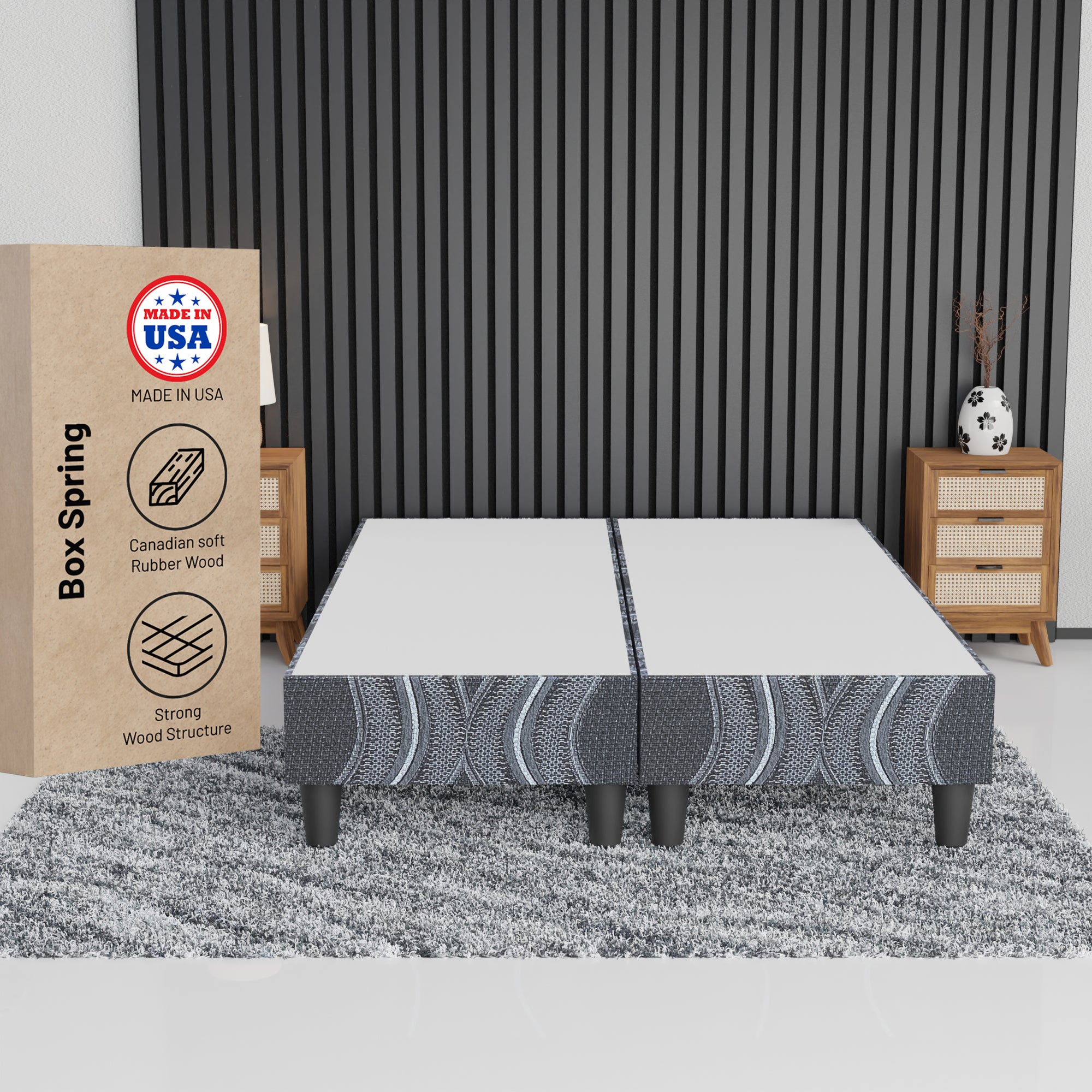 mattress made from rubber tree 4"/8" Wood Box Spring/Foundation with Legs for Mattress Support | Heavy-Duty Structure | Fully Assembled