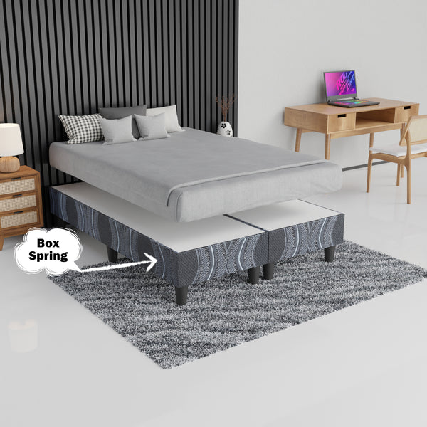4"/8" Wood Box Spring/Foundation with Legs for Mattress Support | Heavy-Duty Structure | Fully Assembled | No Need for Bed Frame, Queen