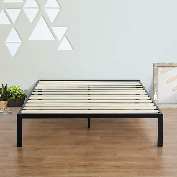 14-Inch Metal Platform Bed Frames with Wood Slat Support/No Box Spring Needed.