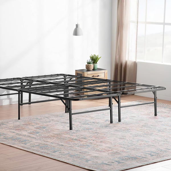 14 inch Quickbase Metal Mattress Platform Bed Frame Foundation with Steel Slats (No Box Spring Needed).
