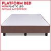 Platform Bed With Plastic Leg, Brown Microfiber