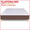 Platform Bed With Gold Leg, Brown Microfiber