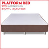 Platform Bed With Acrylic Leg, Brown Microfiber