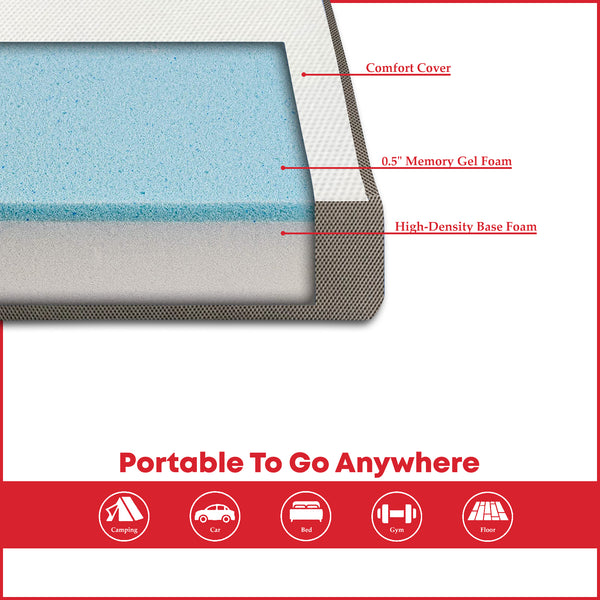 Memory Foam Portable Tri-fold Mattress with Ultra Soft Removable Cover