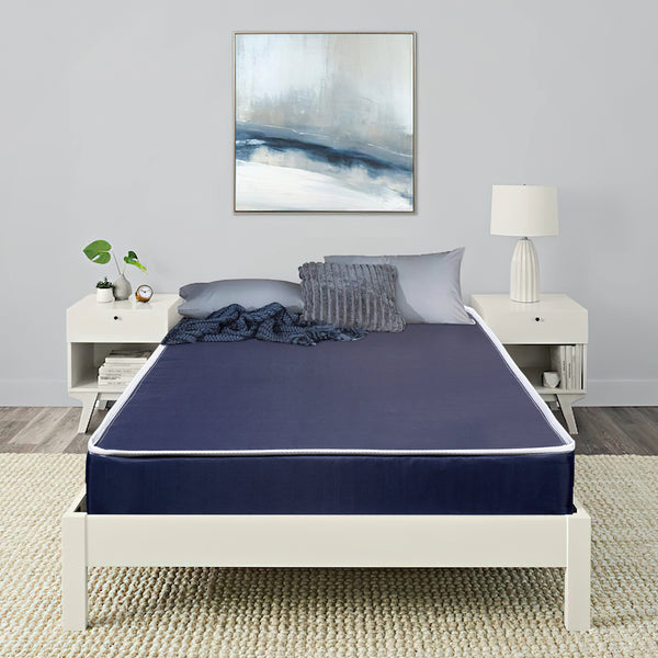 5/7/8/10 Inch Medium Firm Water-Resistance Vinyl Foam Mattress, Easy to Clean, Comfortable & Noise Free, Twin, Blue