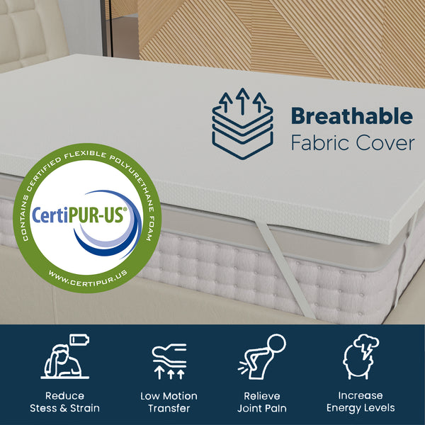 Medium Firm Mattress Toppers with Breathable Cover, Cooling Mattress Pad for Back Pain, Soft and Removable,