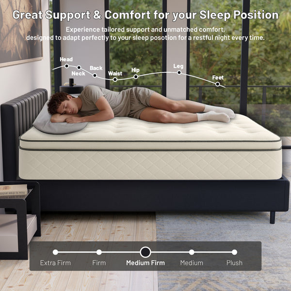 10-Inch medium plush Pillowtop Innerspring Fully Assembled Mattress