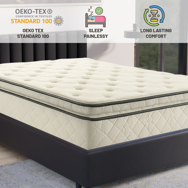 12-Inch medium plush Double sided Pillowtop Innerspring Fully Assembled Mattress