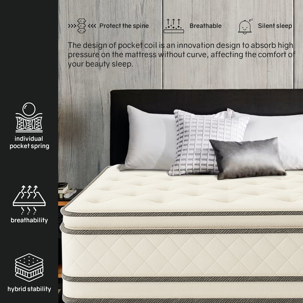 12-Inch medium plush Double sided Pillowtop Innerspring Fully Assembled Mattress