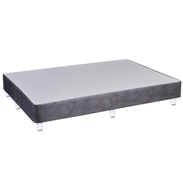 Platform Bed With Acrylic Leg, Grey Microfiber