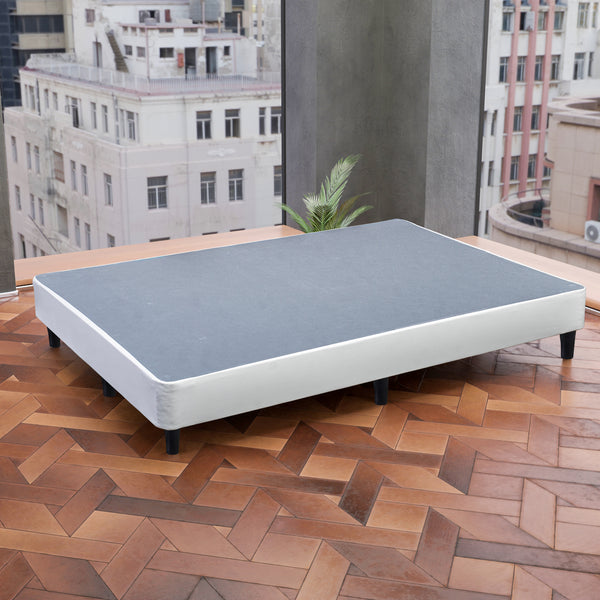 Platform Bed With Plastic Leg, White Leather