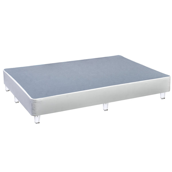 Platform Bed With Acrylic Leg, White Leather