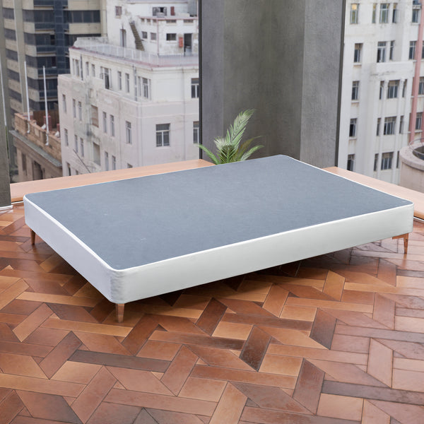 Platform Bed With Silver Leg, White Leather