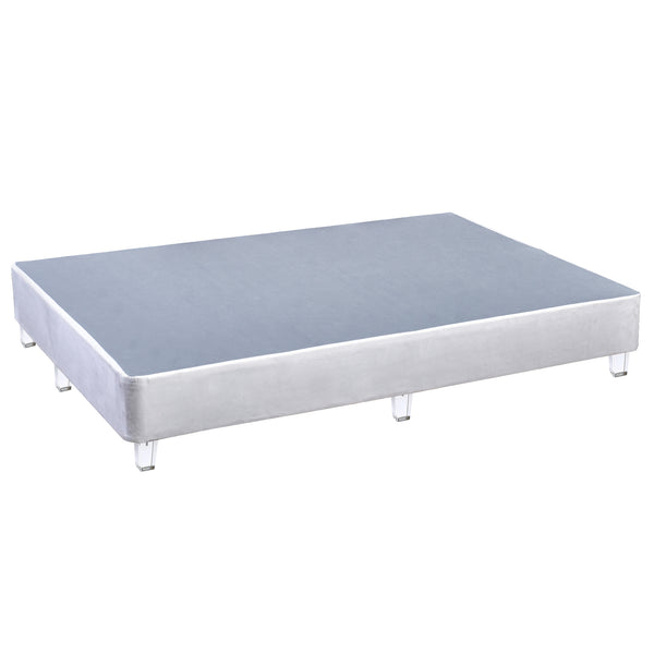 Platform Bed With Acrylic Leg, White Suede