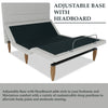 Adjustable Bed Base with Headboard and Tight Top Hybrid Mattress | Stylish Changeable Frame with USB Charging Ports, Messager, Wireless Remote, Foot Retainer Bar, Beige