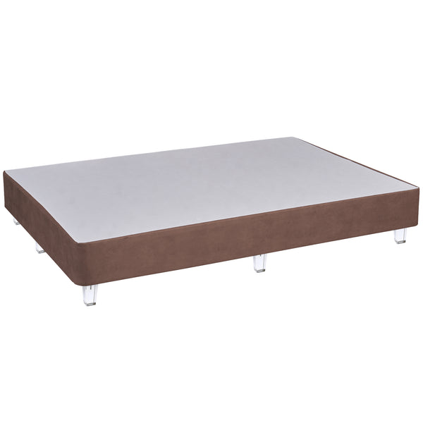 Platform Bed With Acrylic Leg, Brown Microfiber