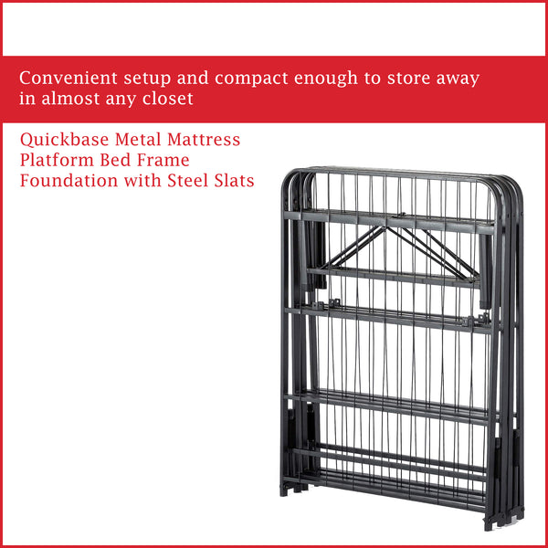 14 inch Quickbase Metal Mattress Platform Bed Frame Foundation with Steel Slats (No Box Spring Needed).