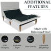 Adjustable Bed Base with Headboard and Tight Top Hybrid Mattress | Stylish Changeable Frame with USB Charging Ports, Messager, Wireless Remote, Foot Retainer Bar, Beige