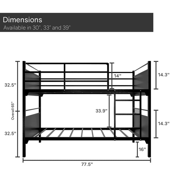 Metal Bunk Bed, Heavy Duty Sturdy Frame, Good For Commercial Use , Kids Camps And Shelter, Black