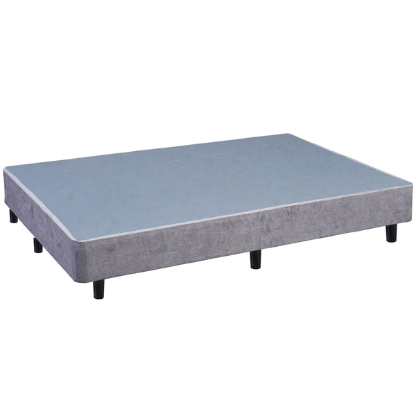 Platform Bed With Plastic Leg, Grey Suede