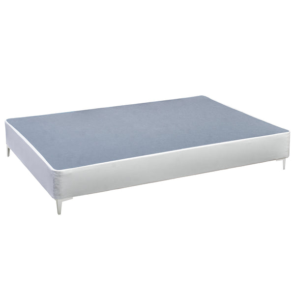 Platform Bed With Silver Leg, White Leather