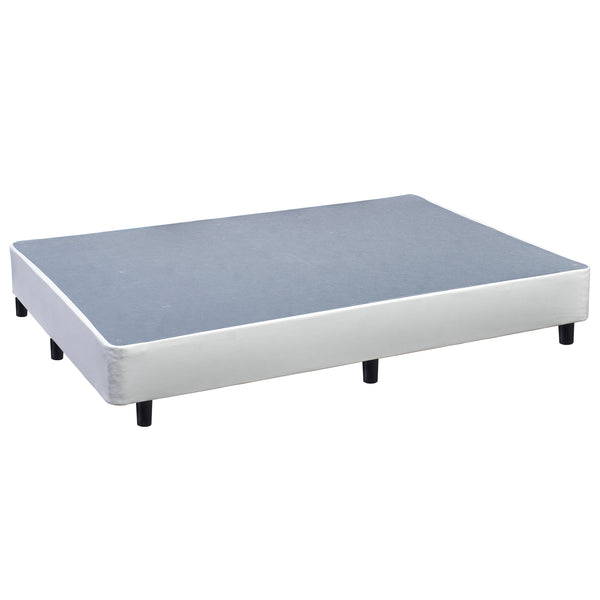 Platform Bed With Plastic Leg, White Leather