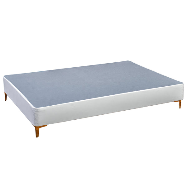 Platform Bed With Gold Leg, White Leather