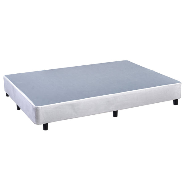 Platform Bed With Plastic Leg, White Suede