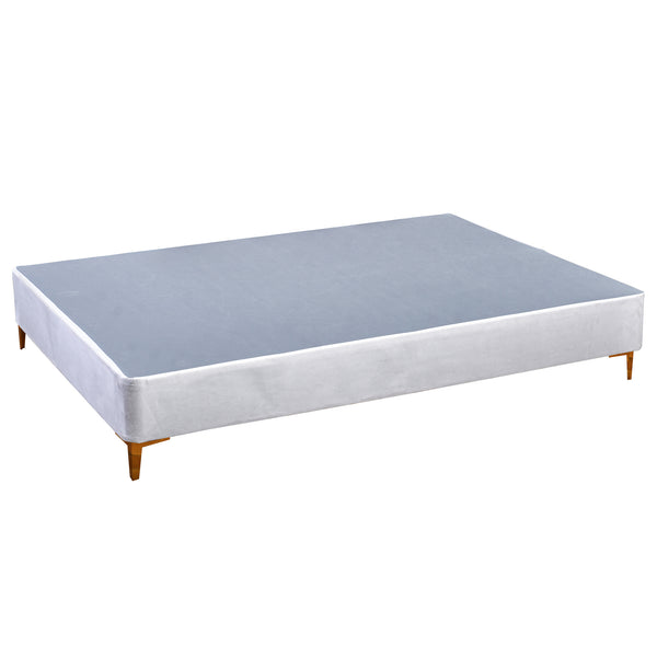 Platform Bed With Gold Leg, White Suede