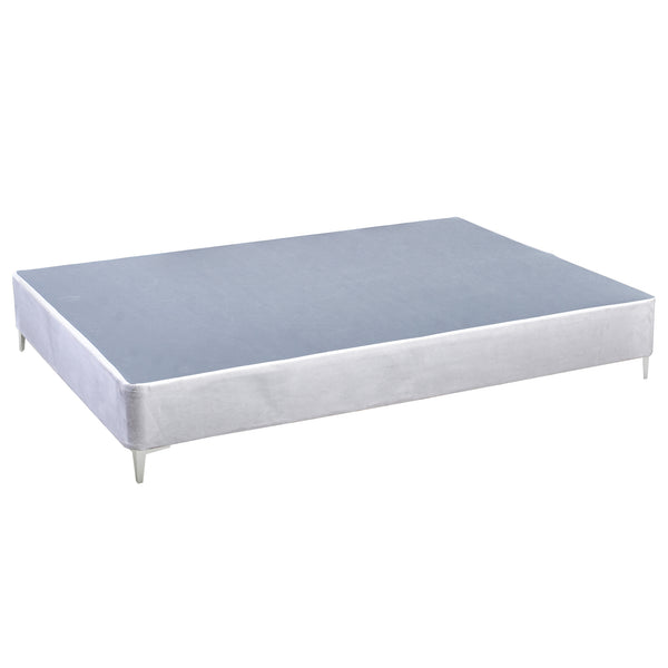 Platform Bed With Silver Leg, White Suede