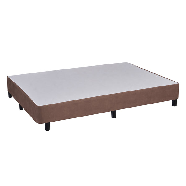 Platform Bed With Plastic Leg, Brown Microfiber