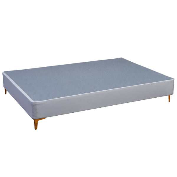 Platform Bed With Gold Leg, Light Grey Leather