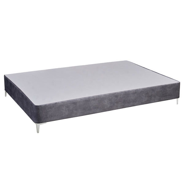 Platform Bed With Silver Leg, Grey Microfiber