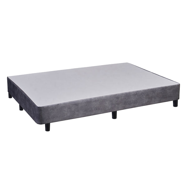 Platform Bed With Plastic Leg, Grey Microfiber